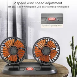 furious3d Car Cooling Fan 12V With 360 Degree Rotation 2 Speed Fans F-470 Car Interior Fan image 2