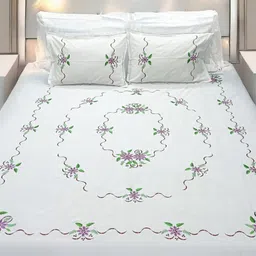 arsha chikankari Cotton King Flat 230 TC Embroidered Bedsheet-picture-13