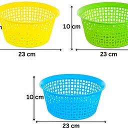 plastova Multipurpose Plastic Vegetable & Fruit Basket for Home Use Tokri Pack of-03 Plastic Fruit & Vegetable Basket image 5