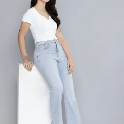 levi's 710 Women Flared High Rise Blue Jeans image 5