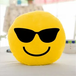 Microfibre Cushion Pack of 1 Smiley Emoji Plush Smiley Pillow Cushion, Sleeping Face, 14 x 14 Inch-image-34