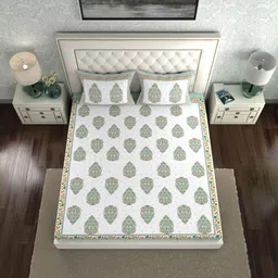 la verne Cotton King Flat 120 TC Paisley Bedsheet image 4