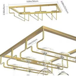icon creation Gold Glass Holder Stand Celling Mount Hanging Glass Rack holder Iron Glass Holder, Iron Holder, Door Mount Towel Bars, Grooming Rack image 2