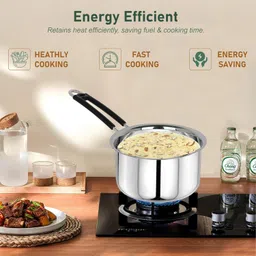 puhbrhy Stainless Steel Sauce-Tea-Milk Pan/Pot/Tapeli/Patila/Boiling Vessel With Handle Sauce Pan 18 cm diameter 1 L capacity image 5