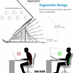 ingostores By Blackbird Alloy Adjustable, Portable, Foldable, Multipurpose, Affordable ISB_IS59 Laptop Stand image 4