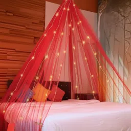 Red Transparent Net Cabana Backdrop (5x1.5m) For Party & All Events Decorations-image-1