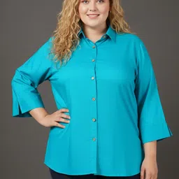 vinaan Women Regular Fit Solid Spread Collar Casual Shirt-picture-36