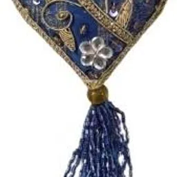 art horizons Royal Blue Embroidered Heart Christmas Ornament with Tassel Hanging Ornaments Pack of 1 image 4