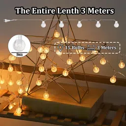 fizzytech 15 LEDs 3 m Yellow Flickering Ball Rice Lights image 2