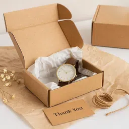 powerlon Corrugated Cardboard Flap Box 5x5x2 inch | Packaging Box for Shipping,Gifts,Cosmetics|Small Cardboard Packaging Box image 2