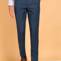 cyphus Men Slim Fit Blue Viscose Rayon Trousers-picture-13