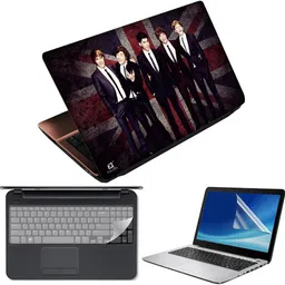FineArts One Direction Flag 3 in 1 Laptop Skin Pack With Screen Guard & Key Protector Combo Set-picture-27