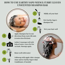 earthy sapo Neem & Curry Leaves Unscented Shampoo Bar image 3