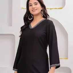 aradhiyafashion Casual Bell Sleeves Embroidered Women Black Top image 3