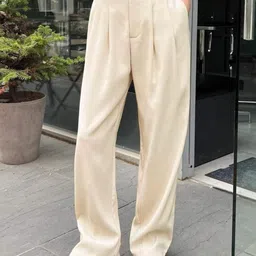 kotty Women Regular Fit Beige Viscose Rayon Trousers image 5