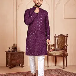 dm fashion club Men Printed Cotton Blend A-line Kurta-picture-19