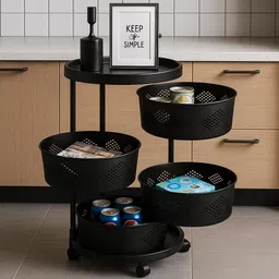 flashkitch 4Layer Kitchen Trolley|360° Rotating Wheels/Multipurpose/Kitchen Storage Rack Plastic Kitchen Trolley-picture-20