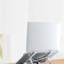 AJFuture Portable Heavy Duty Laptop stand Non-Slip Lap Standing Desk A21 Aluminum Laptop Riser Holder Adjustable Height, Portable ,Foldable STAND A21 Aluminium Floor and Desk Stand Laptop Stand with Adjustable Height Compatible with Universal Laptops image 2