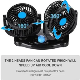 sellrider Car Fan 12V 360 Head 2 Speed Quiet Strong for All Auto Vehicles Universal Car Interior Fan (12 V) Car Interior Fan image 2