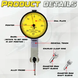digital craft 0–40–0 Dial Test Indicator – 0.01mm Precision Lever Gauge with Adjustable Probe Dial Indicator image 4