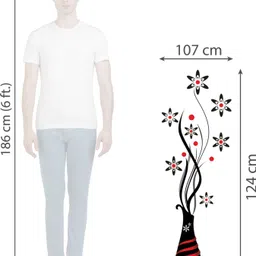 dreamkraft 107 cm Flower Pots' Wall Sticker (Black) Self Adhesive Sticker image 3