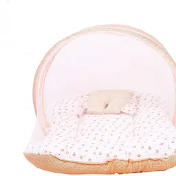Polyester Infants Washable Buli-Wear Super Soft,Cotton Baby Mattress with Net-Bedding Set(6Month,OrangeDil) Mosquito Net-image-8