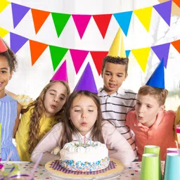 zyozi 300 GSM Paper Party Bunting Flags Banner for Birthday Decoration, (28 Pieces) Pennant Banner image 3