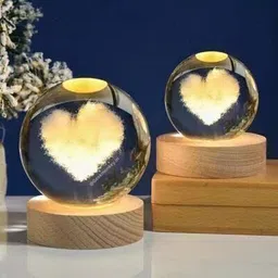 shopogenix Glowing Heart Crystal Ball 3DCarved Wood Base Decorative Gift for Kids_L775 Table Lamp image 3