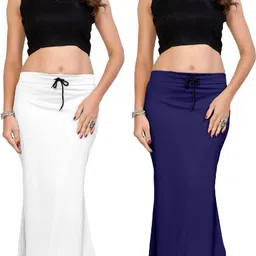 YM CLOTHING'S PT-WHITE-NAVY BLUE Polycotton Petticoat-picture-10