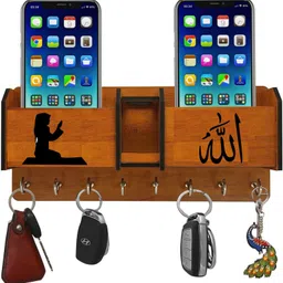Shashank COMBO MULTIPURPOSE WOODEN KEY HOLDER MOBILE CHARGING STAND Wood Key Holder-picture-10