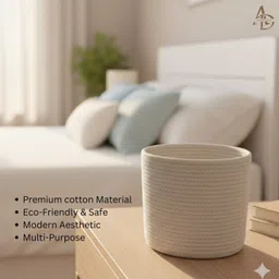 adhigams Cotton Storage Basket, Basket for Storage, Basket for Kitchen, Bathroom, Home, Office, Storage Basket image 2