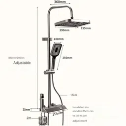 Prossimagen Shower Panel For Bahroom Full Set Temperature Display Shower Set 4 Function | Mixer Shower System Hot & Cold | Hand shower | overhead Shower | Jet Spray Shower For Bathroom (Gun Grey) image 5