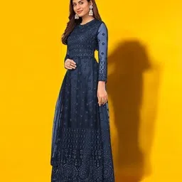 bhurkhiya Embroidered Net Semi Stitched Anarkali Gown image 4