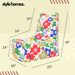 style homez Large CANVAS CLASSIC CHAIR, Cotton Floral Printed Bean Bag Chair With Bean Filling image 3