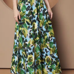 otabu Women Floral Print A-line Green Skirt-picture-14