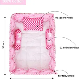 trend fusion Pink 3 Pillows & Square shape Cotton Baby Bed for 0-6 Month BB18 Baby bedding set Stars image 5