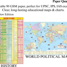 eoimarketing Pack of 2 Maps – History of India & World Political Map, 28x40 Inch (70x100 cm), 90 GSM Thick Paper, Extra Quality Print, Soft Medium Paper, New Edition with QR Code, SSC, UPSC & Competitive Exam Study English Map Paper Print image 3
