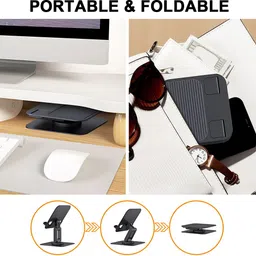 HASTHIP Metal Foldable Portable Laptop and Tablet Stand with 360 Rotating Holder Foldable Metal Laptop Tablet Stand Iron Desk Stand Rotatable Laptop Stand with Adjustable Height Compatible with Universal Laptops image 5