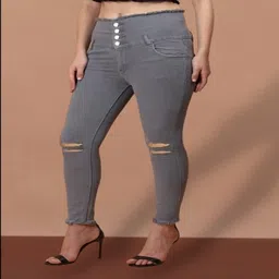 1daystreet Women Regular High Rise Grey Jeans image 3