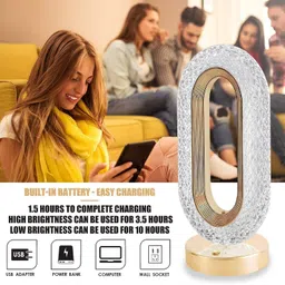 i khodal Oval Crystal Lamp with Touch Control, Acrylic Dimmable Touch Night Table Lamp image 5