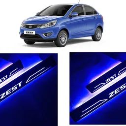 raas collection Designer car Led door sill plates/illuminated scuff plates/led footsteps/led kicking plates with Black Base and Blue LED (Set of 4 pc) Door Sill Plate image 1