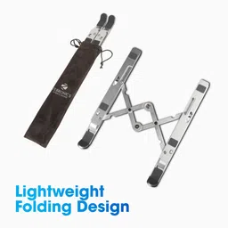 Samarth Foldable Portable Laptop Stand Desktop Tablet Stand FR05 Aluminium Floor and Laptop Stand with Adjustable Height with Universal Laptops Aluminium Desk Stand Laptop Stand with Adjustable Height Compatible with 40 - 44cm Laptops image 5