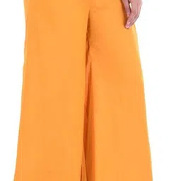 kahili art Women Flared Yellow Viscose Rayon Trousers-picture-35