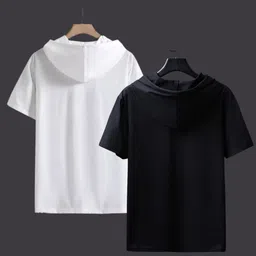 glitsy Men Half Sleeve Printed Hooded Sweatshirt image 2