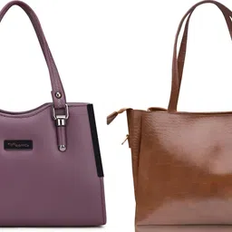 trendycraft Women Tan, Purple Tote-picture-18