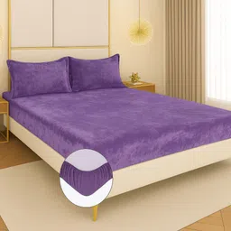 osonics textiles Velvet King Fitted (Elastic) 230 TC Solid Bedsheet-picture-15