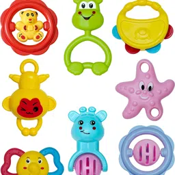 khelosardar Toys Toys Non Toxic Multi Coloured bpa Free Baby Rattle Toys for Kids Pack of 8 Rattle-picture-27