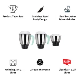 Croma Jars For Juicers Mixers Grinders (Accessories, Silver) image 5