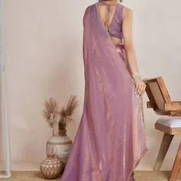 la lily Solid/Plain, Self Design, Woven Kanjivaram Chiffon Saree image 3