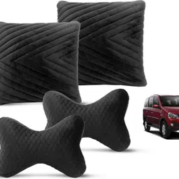 mockhe Black Velvet Car Pillow Cushion for Mahindra-picture-18